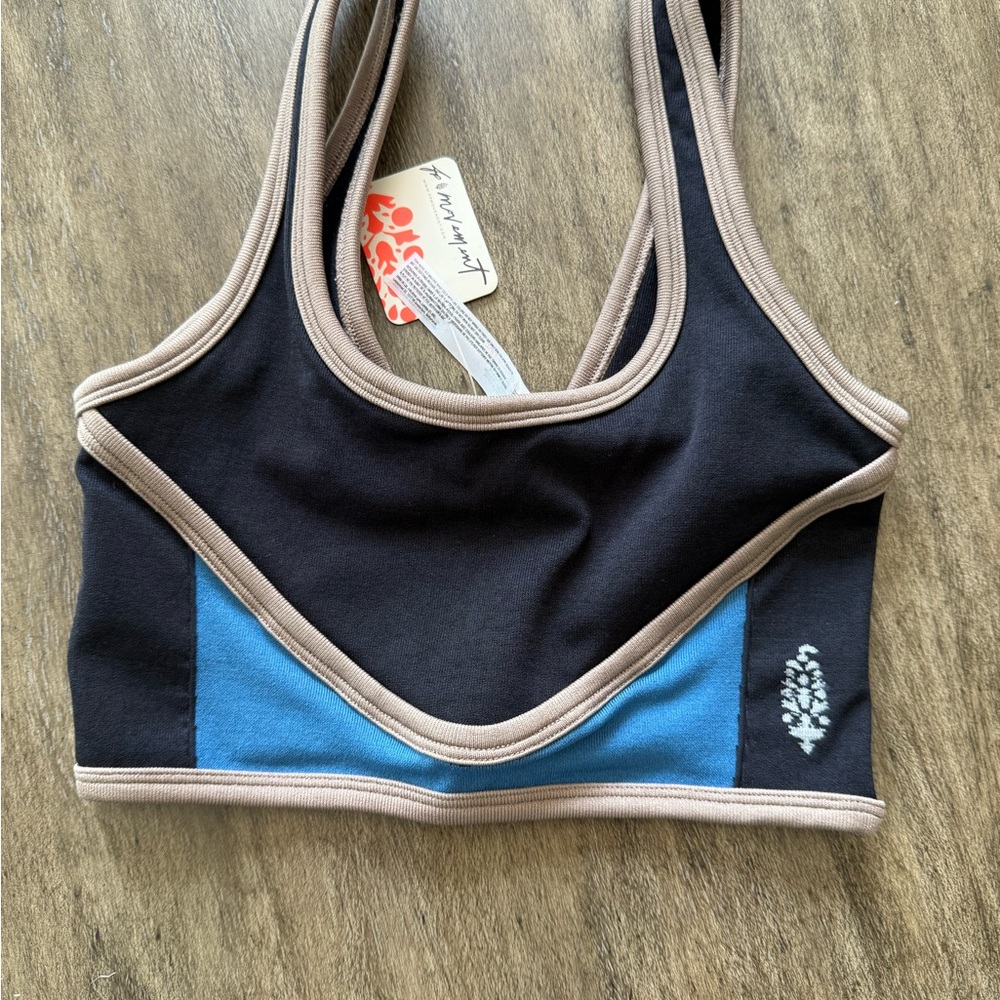 NWT Free People Movement Blow Your Mind Black and Blue Sports Bra Size XS - Picture 3 of 8